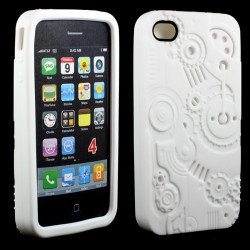 iPhone 4 4S 3D Clock Work Case (White)